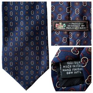 Paolo Gucci Vintage Silk Tie Made in Italy - Navy Blue
